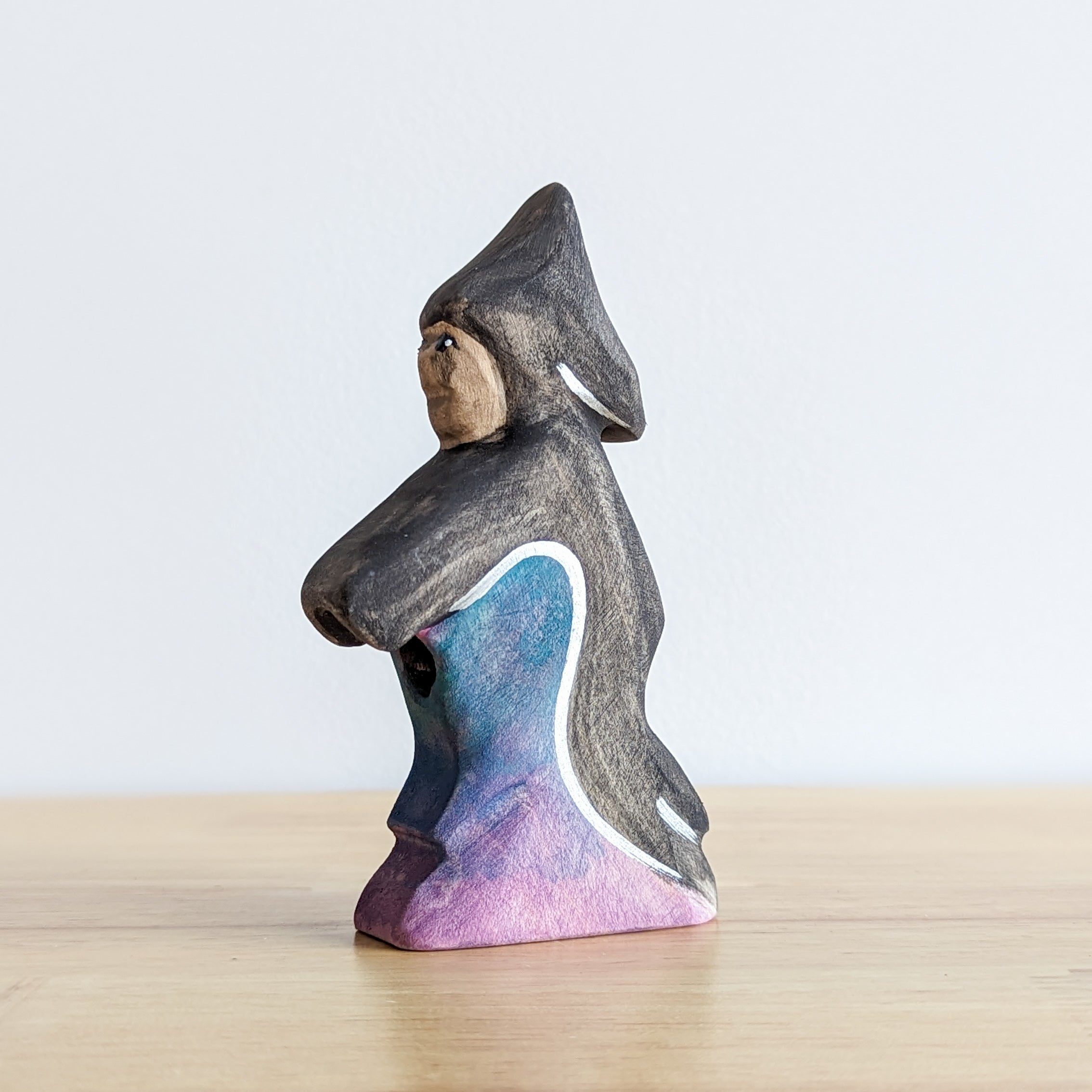 Witch with Broomstick - Wooden Toy