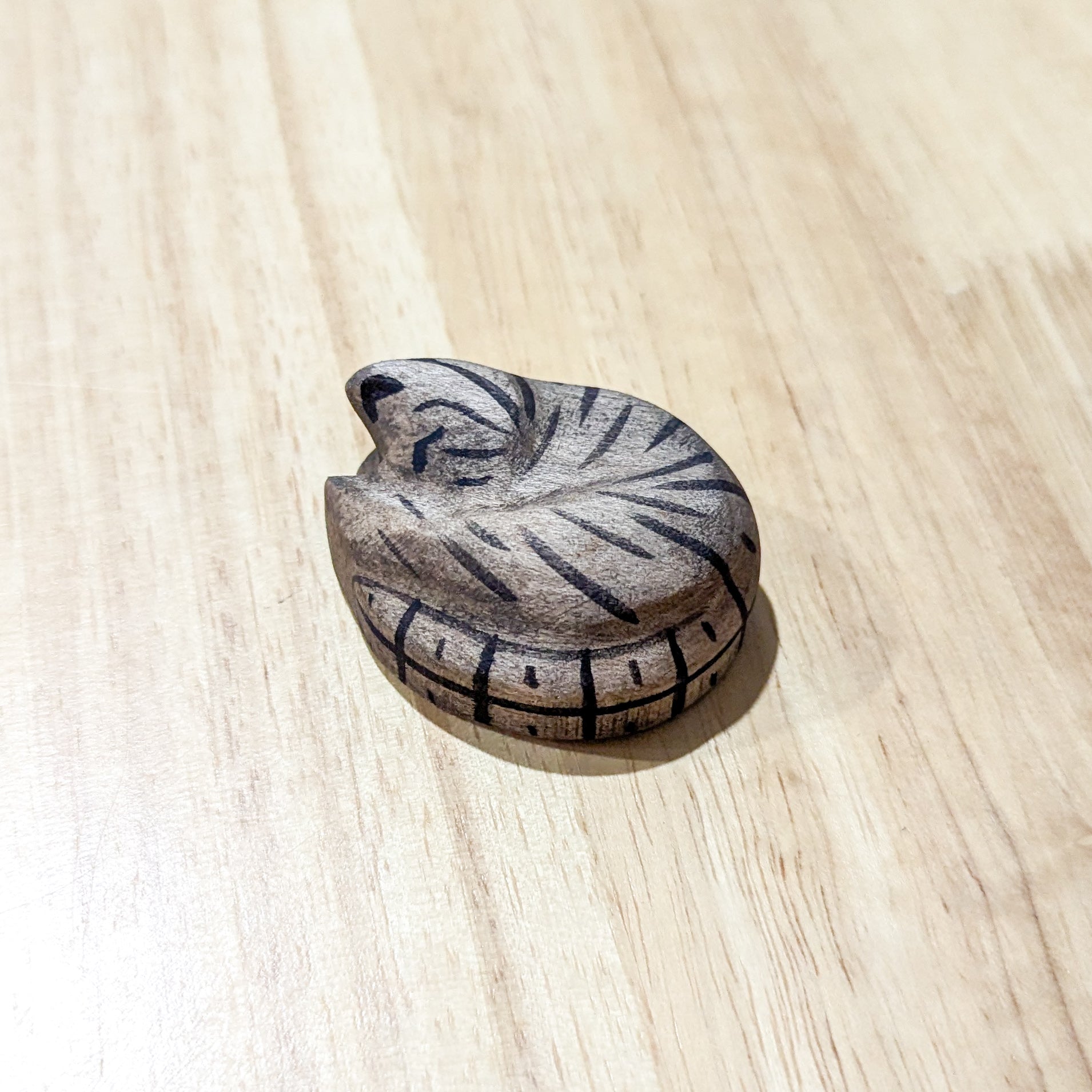 Cat Sleeping Wooden Toy - Various Colours