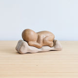 Sleeping Baby Sculpture - Sassafras Wood