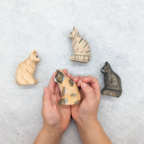 Cat Sitting Wooden Toy - Tabby, Black, Ginger, Calico