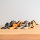 Cat Stretching Wooden Toy - Various Colours